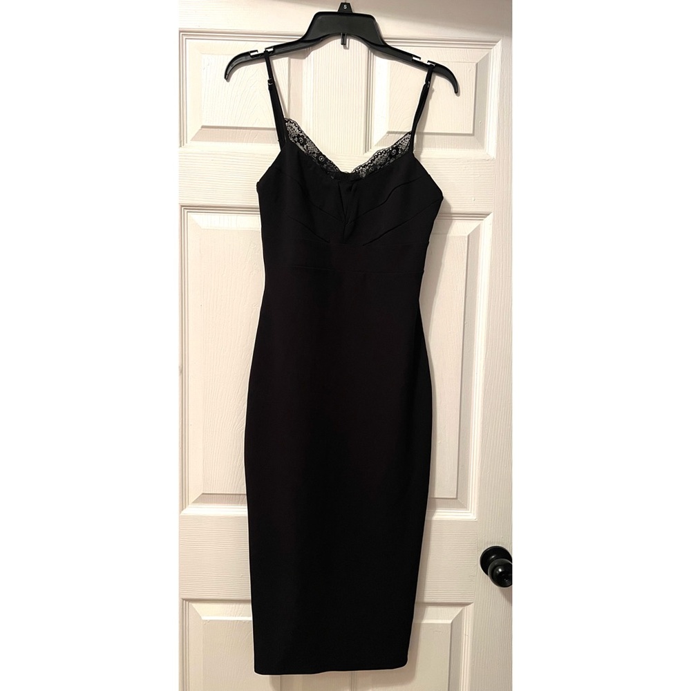 Hot Miami Styles Black Lace-Trim Dress